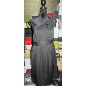 Tevolio Black Rose Embellished one shoulder formal Bridesmaid dress size 8 Worn